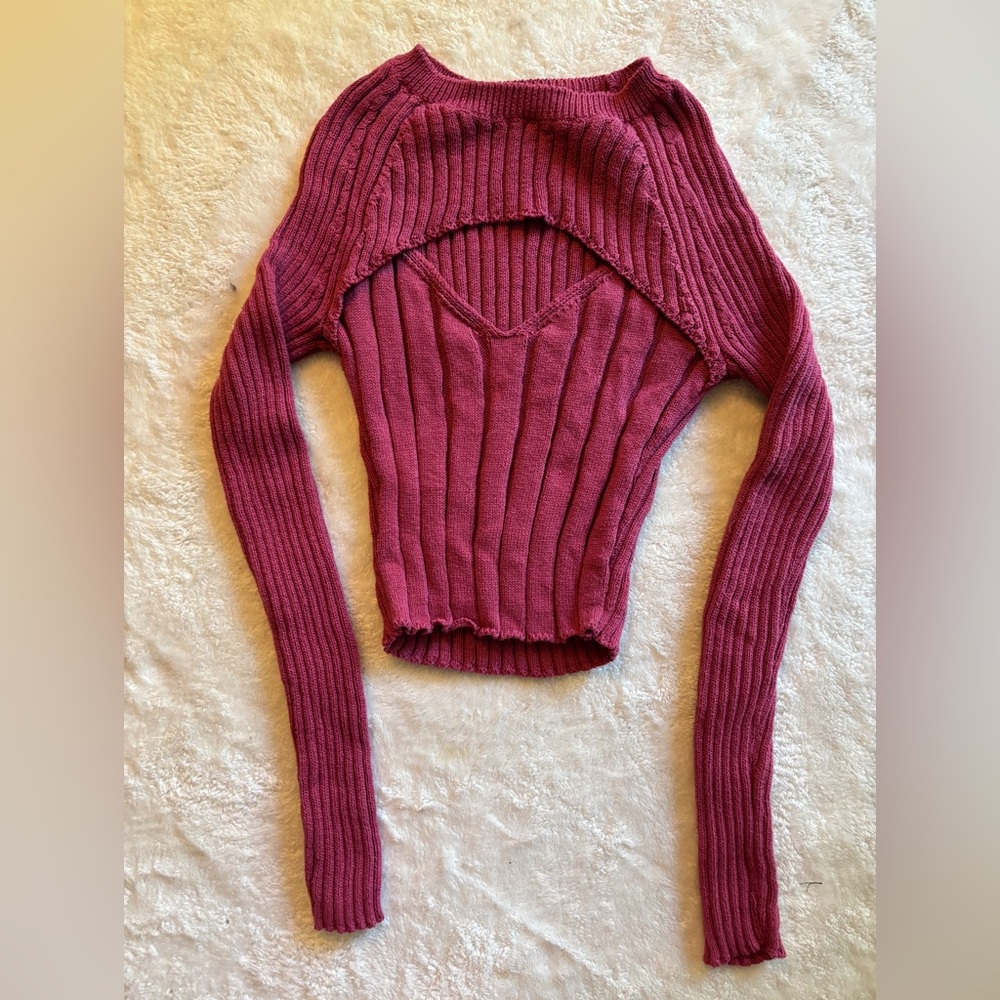 Aeropostale Knit Long Sleeve Cutout Top
